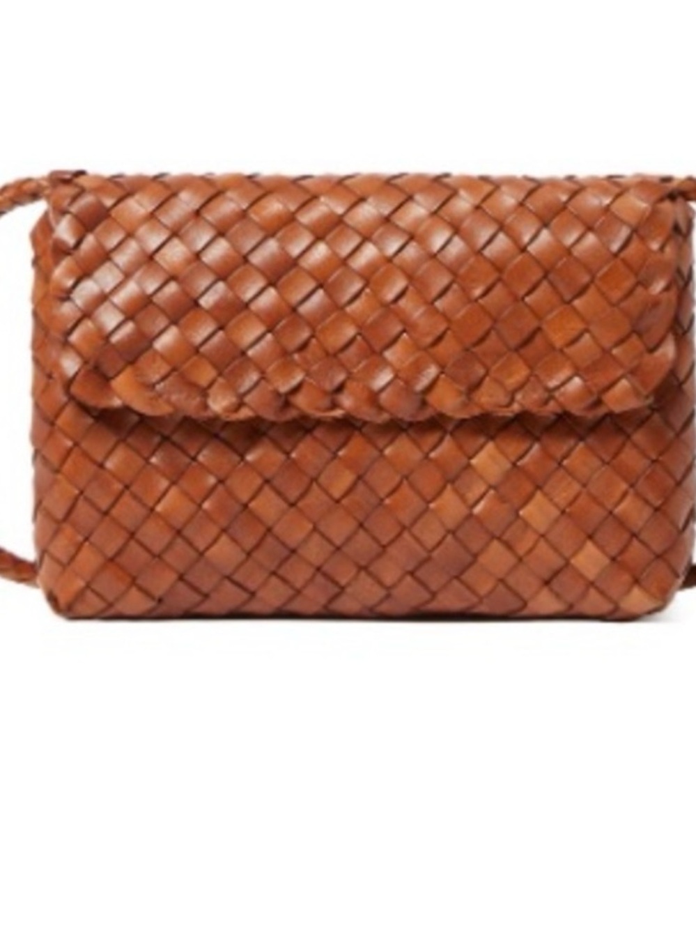 Loeffler Randall Woven Leather Crossbody Bag in Cognac